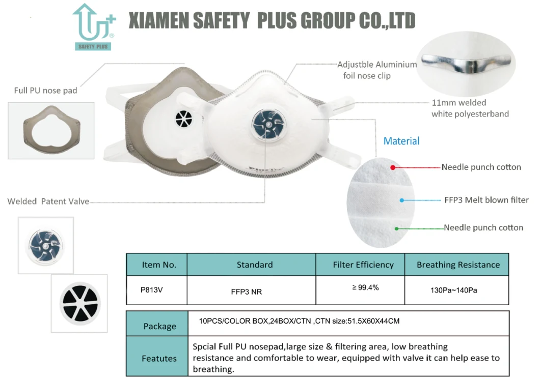 Certificaci&oacute; N CE FFP3 Alta Proteccion Respiratoria Filtro Mask Antipolvo En Forma De Copa Respirador Mascarilla