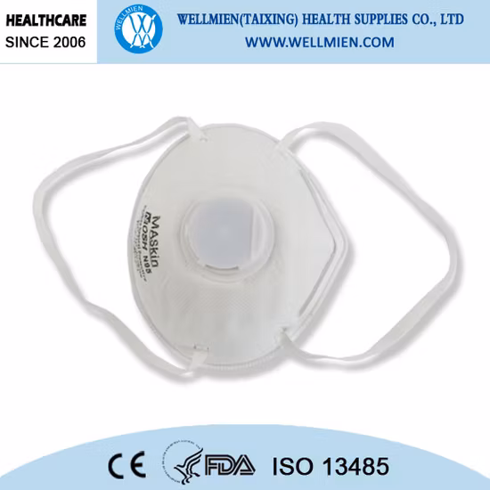 Disposable Earloop Non-Woven Folded N95 Anti Respirator Dust Face Mask with Valve