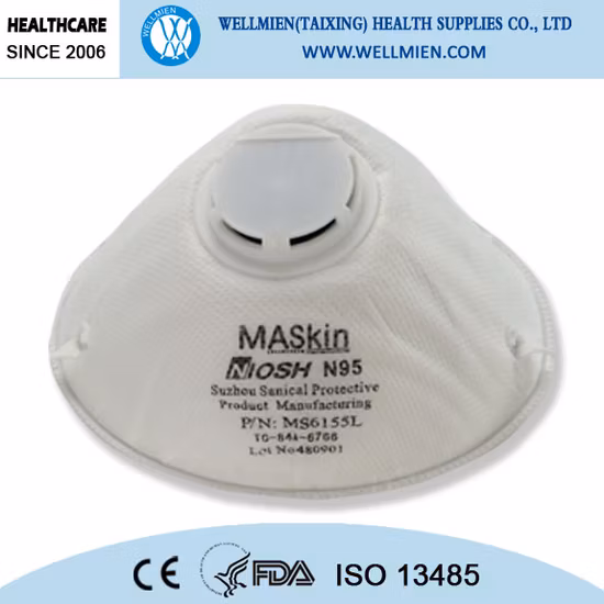 Disposable Earloop Non-Woven Folded N95 Anti Respirator Dust Face Mask with Valve